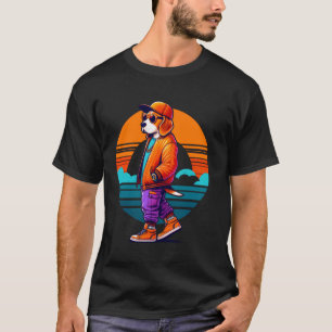 Cooler Beagle-Hund moderner urbaner Stil Sonnenunt T-Shirt