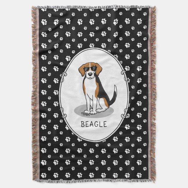 Cooler Beagle mit Sonnenbrille (Tri-Farbe 3) Funny Decke (Vorderseite Vertikal)