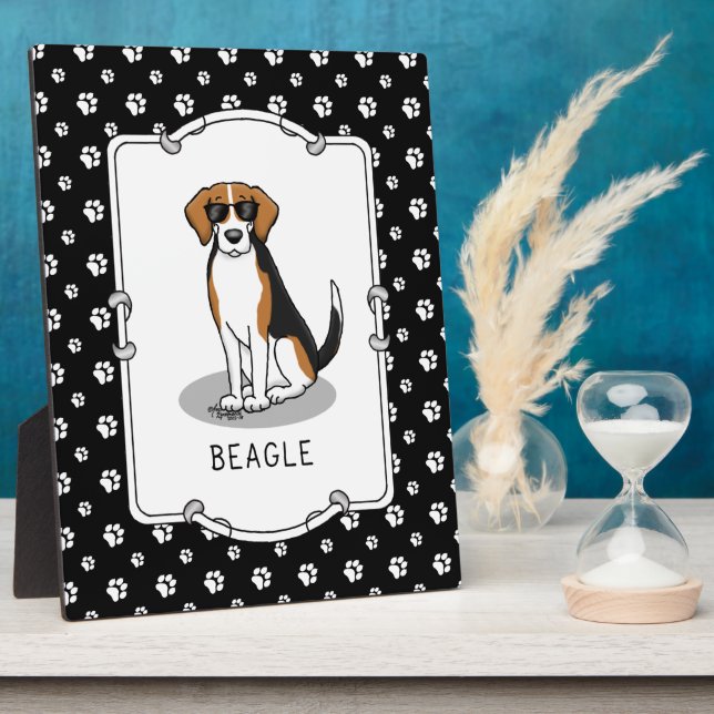 Cooler Beagle mit Sonnenbrille (Tri-Farbe 3) Funny Fotoplatte (Seite)