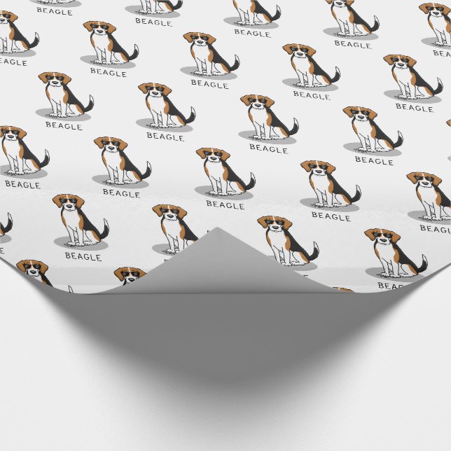 Cooler Beagle mit Sonnenbrille (Tri-Farbe 3) Funny Geschenkpapier (Ecke)
