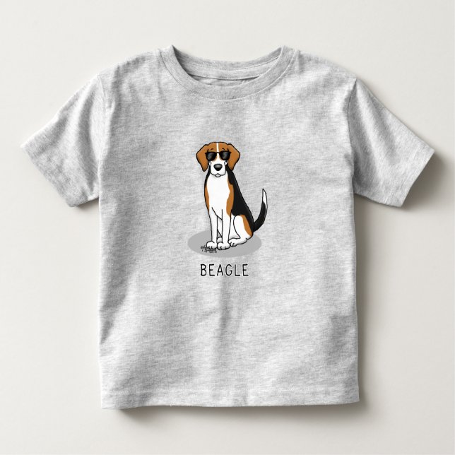 Cooler Beagle mit Sonnenbrille (Tri-Farbe 3) Funny Kleinkind T-shirt (Vorderseite)