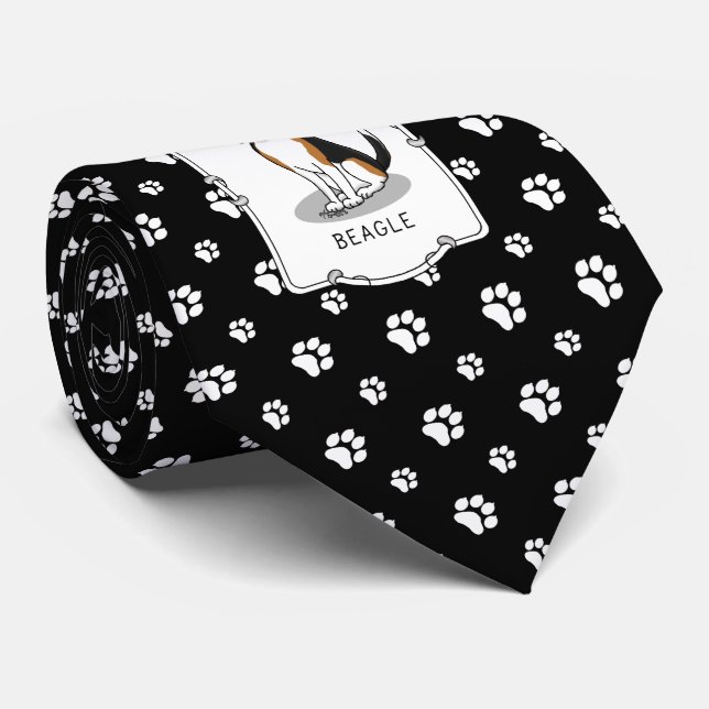 Cooler Beagle mit Sonnenbrille (Tri-Farbe 3) Funny Krawatte (Gerollt)