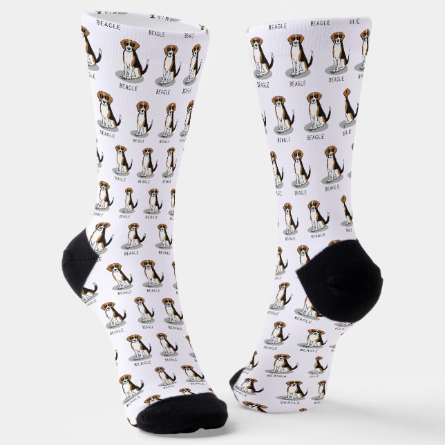 Cooler Beagle mit Sonnenbrille (Tri-Farbe 3) Funny Socken (Gewinkelt)