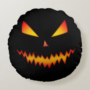 Cooler beängstigender Jack O'Lantern-GesichtsHallo Rundes Kissen
