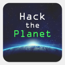 Cooler benutzerdefinierter Text Blue Earth Hack th Quadratischer Aufkleber