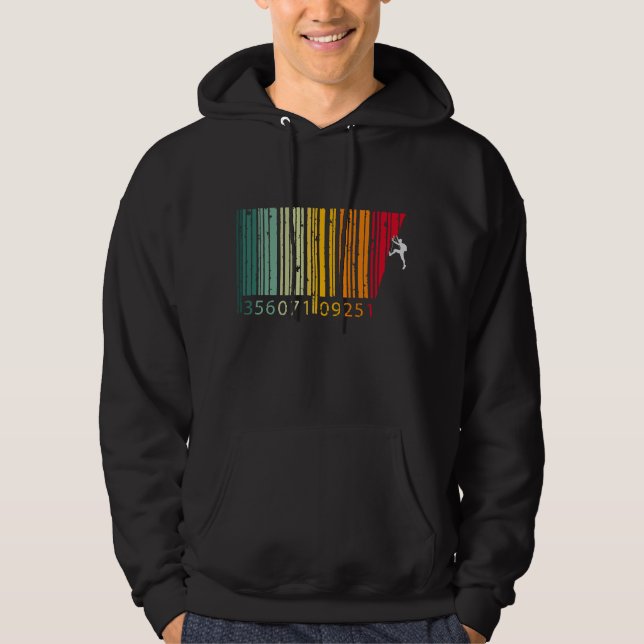 Cooler Bergsteiger Mann farbenfroher Strichcode Hoodie (Vorderseite)