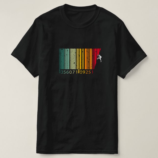 Cooler Bergsteiger Mann farbenfroher Strichcode T-Shirt (Design vorne)