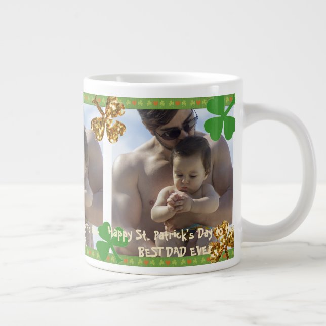 Cooler bester Vater je Foto St. Patrick's Day Jumbo-Tasse (Rechts)