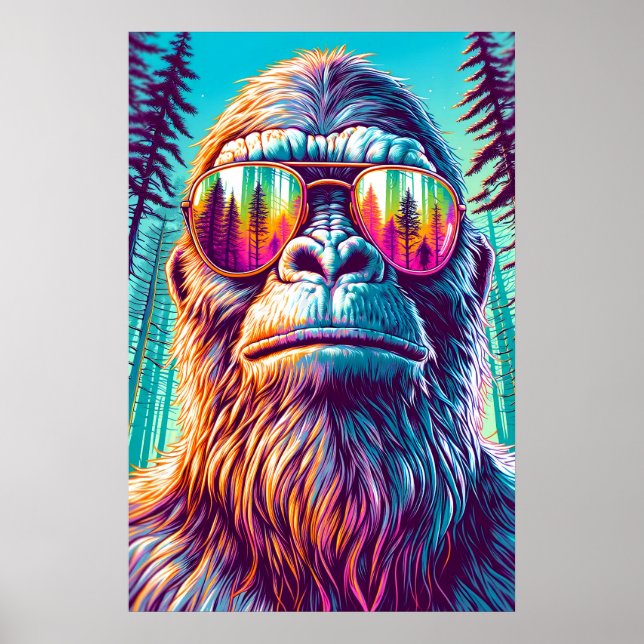 Cooler Bigfoot in Angesagter Sonnenbrille Poster (Vorne)