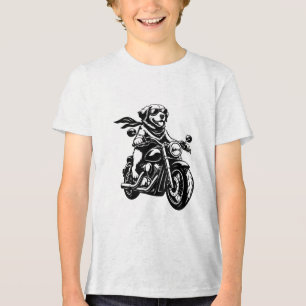 Cooler Biker-Hund auf einem Motorrad Tri-Blend Shirt