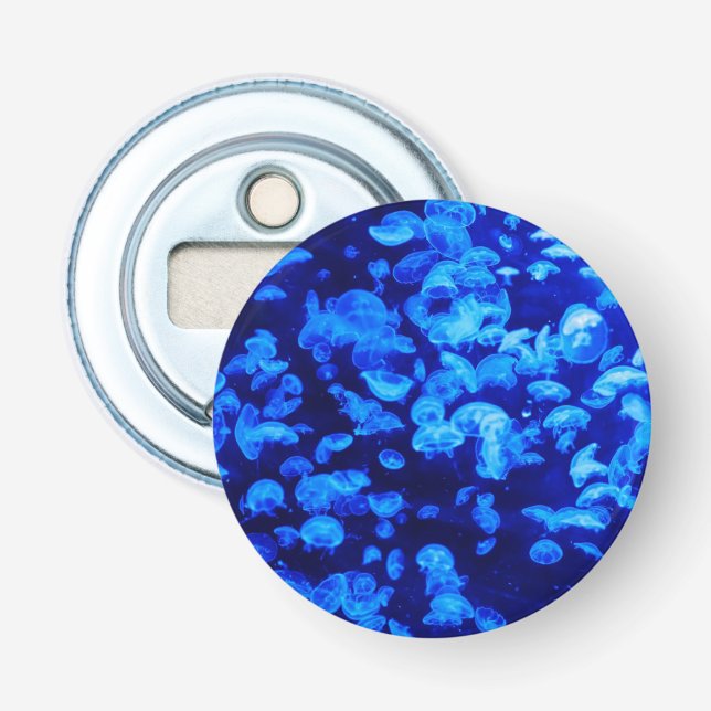 Cooler Blaue Qualle aus Electric in Deep Blue Sea Flaschenöffner (Vorderseite)