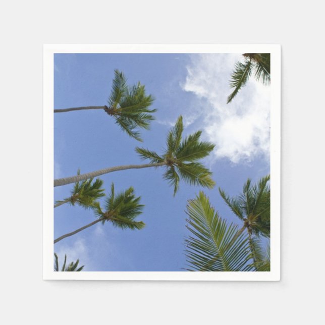 Cooler blauer Himmel und Palmen Serviette (Vorderseite)