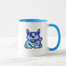 Cooler blauer Pixelhund Tasse