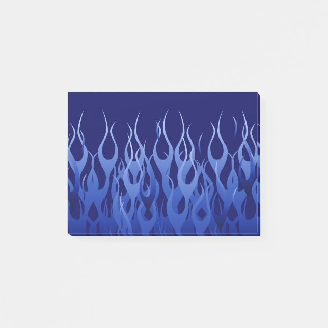 Cooler Blauer Racing Flames Style Post-it Klebezettel (Vorderseite)