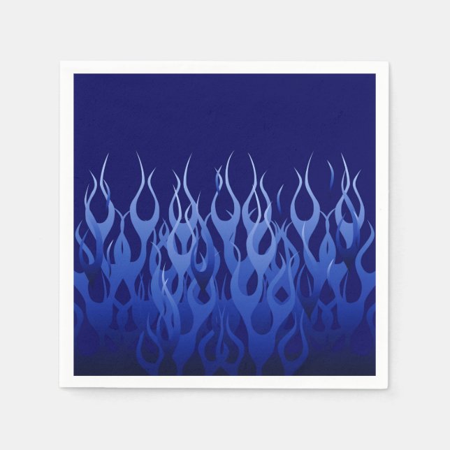 Cooler Blauer Racing Flames Style Serviette (Vorderseite)