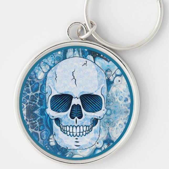 Cooler Blauer Skull Schlüsselanhänger (Vorne)