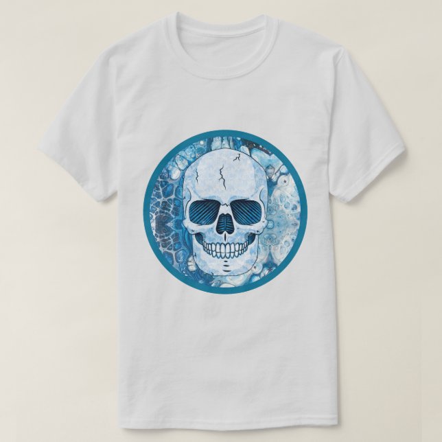 Cooler Blauer Skull T-Shirt (Design vorne)
