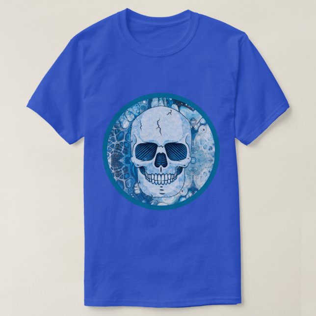 Cooler Blauer Skull T-Shirt (Design vorne)