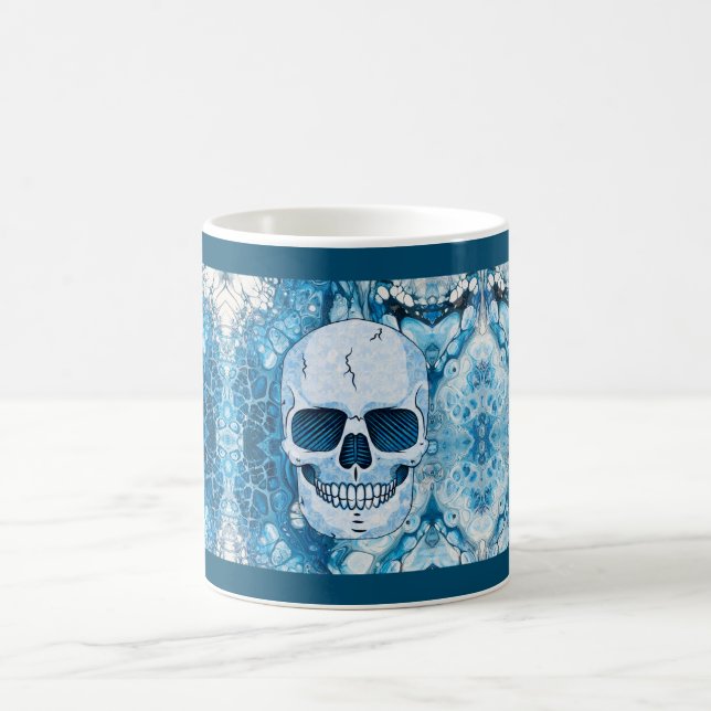 Cooler blauer Totenkopf Kaffeetasse (Mittel)