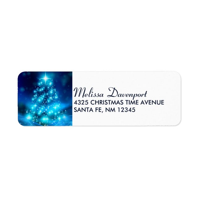 Cooler Blauer Weihnachtsbaum mit glänzenden Lichte (Vorne)