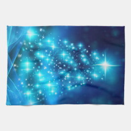 Cooler Blauer Weihnachtsbaum mit glänzenden Lichte Geschirrtuch