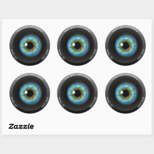 Cooler blaues Augen-Kameraobjektiv-Name-Fotograf Runder Aufkleber