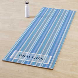 Cooler Blue Stripes Individuelle Name Yogamatte