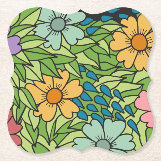 Cooler Blumenmuster-SPRING-Papier-Untersetzer Untersetzer (Vorderseite)