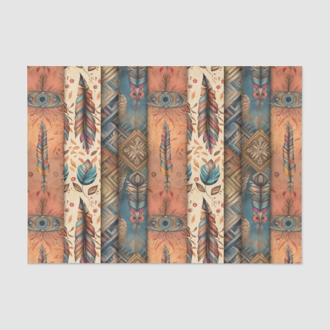 Cooler Boho-Western-Fliesenmuster-Dekodierung Seidenpapier (Vorderseite)