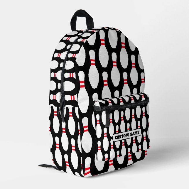 Cooler Bowling Button Muster-Rucksack mit individu Bedruckter Rucksack (Rückseitige Ecke links)