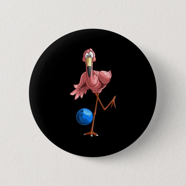 Cooler Bowling Flamingo Fun Shorebirds Lover Playe Button (Vorderseite)