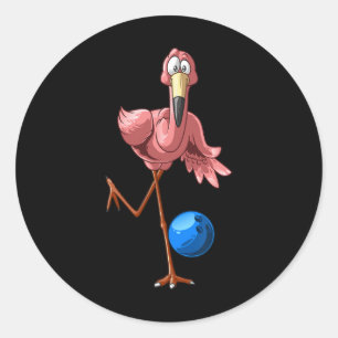 Cooler Bowling Flamingo Funny Shorebirds Lover Pla Runder Aufkleber