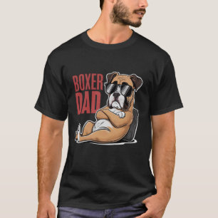 Cooler Boxer-Vater mit Sonnenbrille Hundeliebhaber T-Shirt