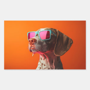 Cooler Bracco italiano Hund mit Sonnenbrille Rechteckiger Aufkleber