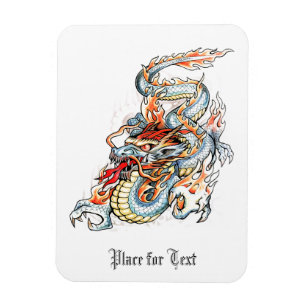 Cooler brennender orientalischer Drache Magnet