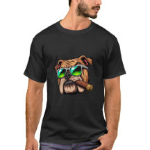 Cooler Bulldog-Kopf mit Zigarre und Sonnenbrille 