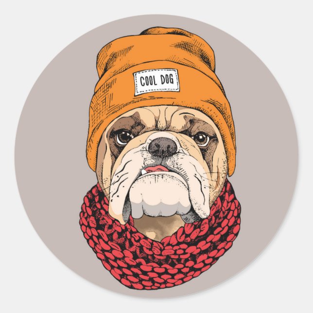 Cooler Bulldog Runder Aufkleber (Vorderseite)