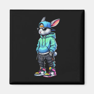 Cooler Bunny Rabbit Sungles Ostertag für Jungen Mä Magnet