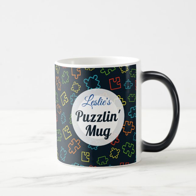 Cooler, bunter Jigsaw "(name) Puzzlin' Tasse", Verwandlungstasse (Rechts)