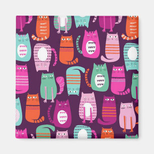 Cooler bunter Kitty-Katzen-Druck 2 Zoll-Quadrat Magnet