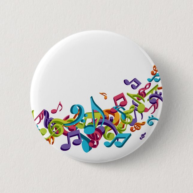 cooler bunter Musiknoten u. Töne Button (Vorderseite)