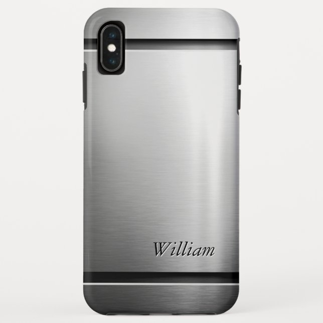 Cooler Bürsten-Metallrostfreier Stahl-Blick mit Case-Mate iPhone Hülle (Rückseite)