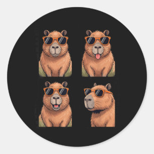 Cooler Capybara mit Sungles PhotoBooth Lustig Runder Aufkleber