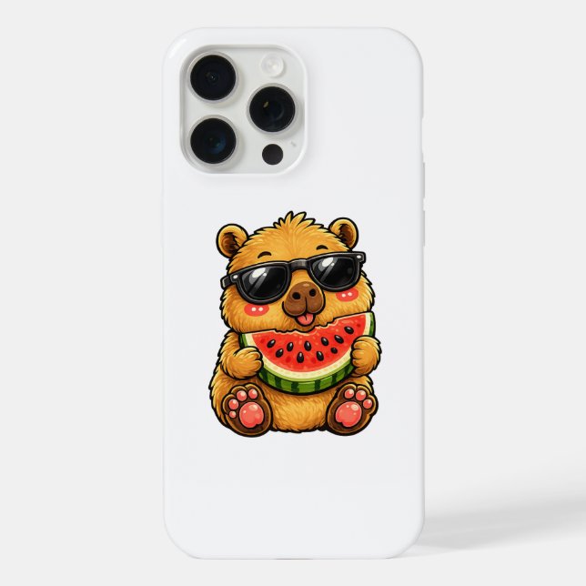 Cooler Capybara Wassermelone Sommer iPhone 15 Pro Max Hülle (Rückseite)