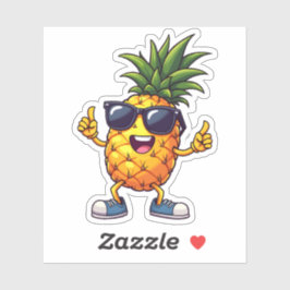 Cooler Cartoon Ananas mit Sonnenbrille Summer Vibe Aufkleber