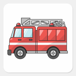 Cooler Cartoon Feuerzug/Motor Quadratischer Aufkleber