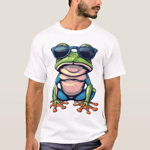 Cooler Cartoon-Frosch mit Sonnenbrille Lustiges Ti T-Shirt