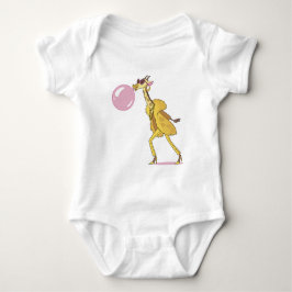 Cooler Cartoon Giraffe in Pelzmatte mit Bubblegum Baby Strampler