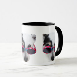 Cooler Cartoon-Hund mit Brille Tasse