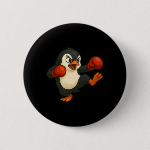 Cooler Cartoon-Pinguin-Boxer-Kickboxen Button